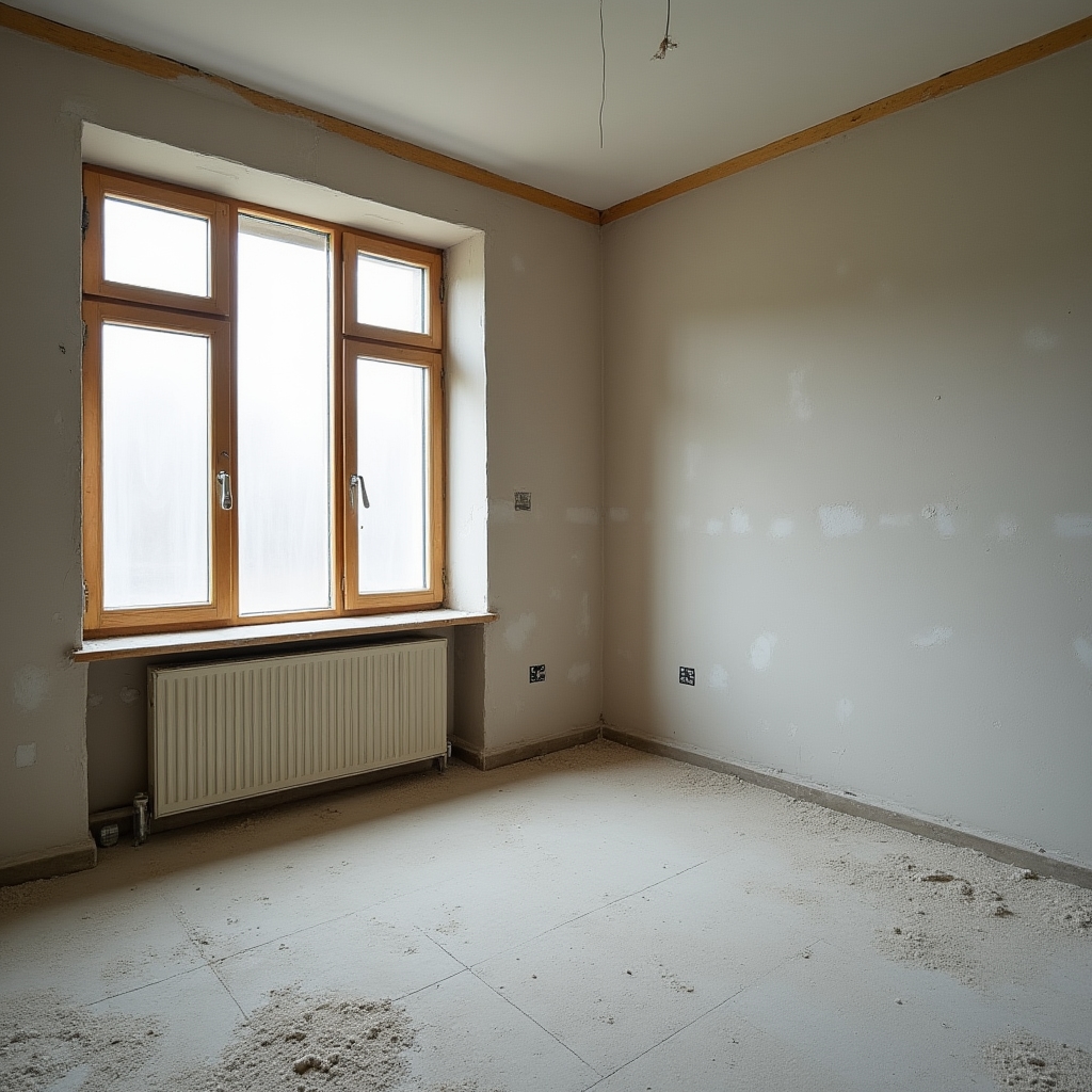 Apartament cu praf de construcție după renovare
